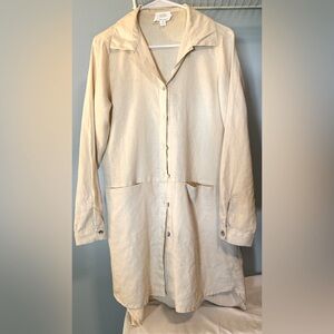 Sigrid Olsen dress buttery ivory long sleeve button down size Small